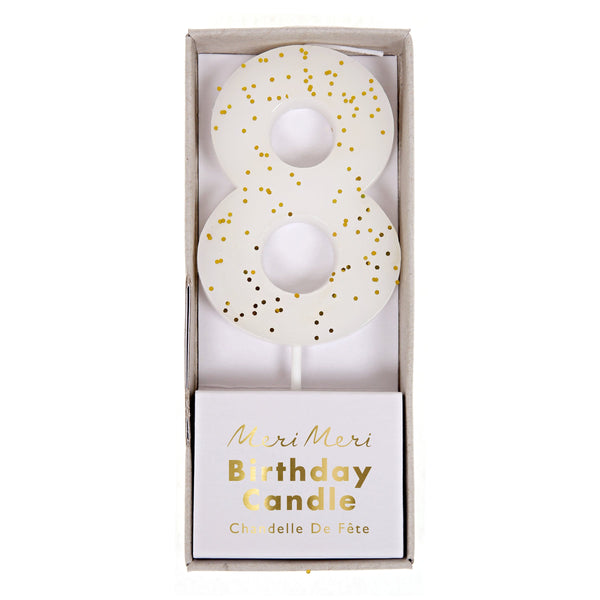 White Number 8 Candle Image2