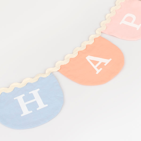 Reuse our colourful birthday garland year after year, this fabric garland is the perfect birthday wall decoration. Image3