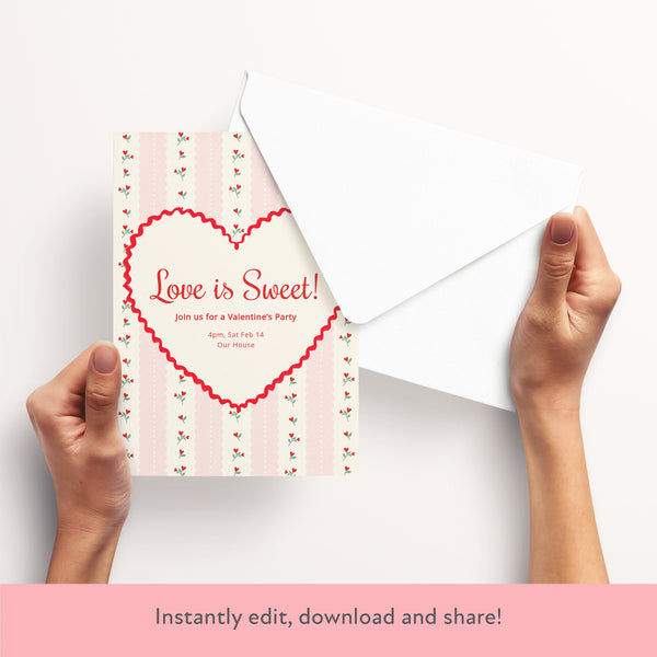 Vintage Rose Heart Download & Print Invitation Image3