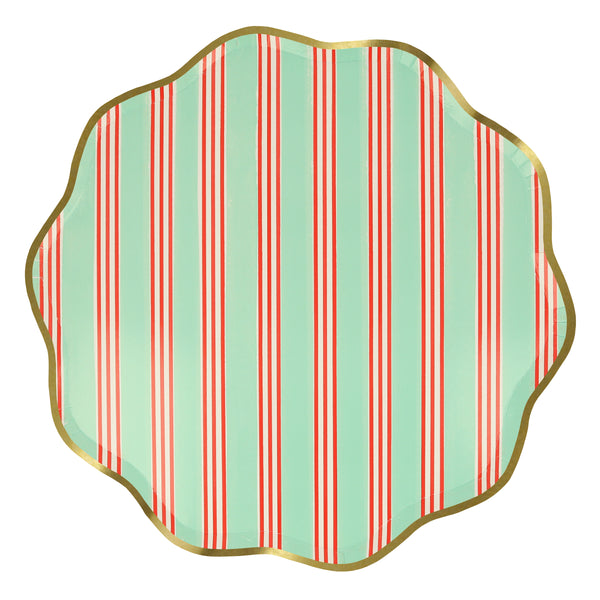 Our Christmas  paper plates feature stylish stripes in festive colours, wavy edges and shiny gold foil borders. Image4