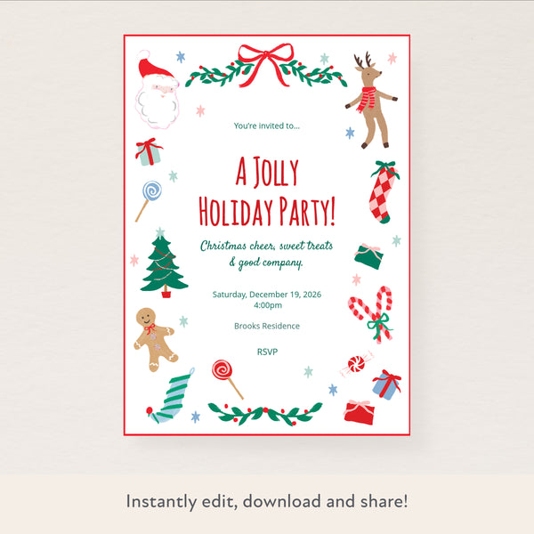 Jolly Christmas Download & Print Invitation Image1