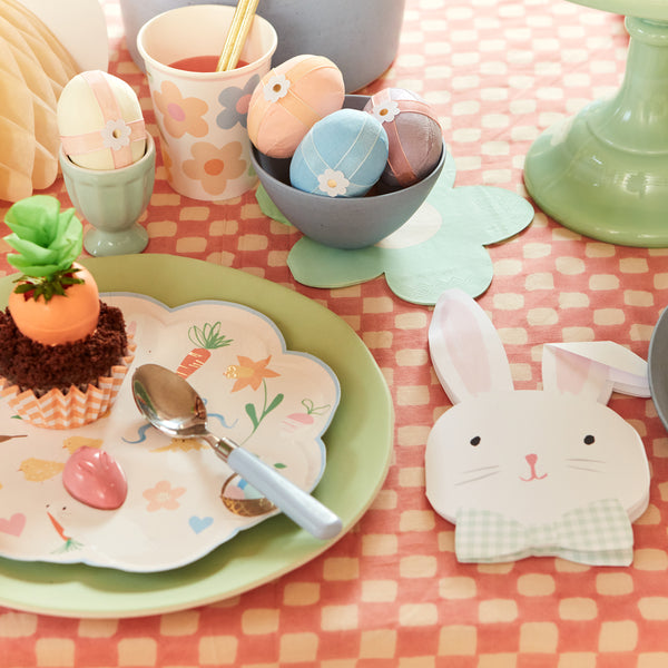 Our Easter party napkins, in the shape of the a bunny, feature on-trend gingham bows. Image2