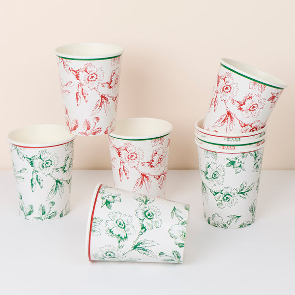 Our elegant Christmas range features a Toile du Jouy design in red and green, with plates, napkins, cups and a stylish paper garland. Image8