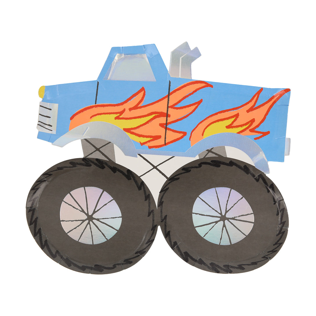 Our party plates are made in the shape of cool monster trucks, perfect for a monster truck party or a transport party.