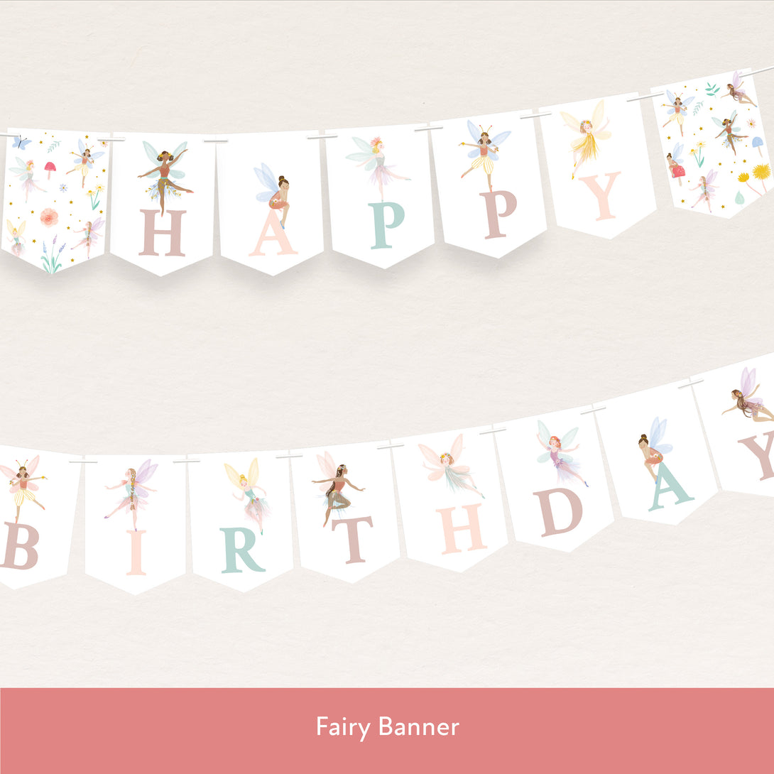 Our digital party bundle, with bright and beautiful fairy illustrations, includes all you need to welcome guests to your party. Image3