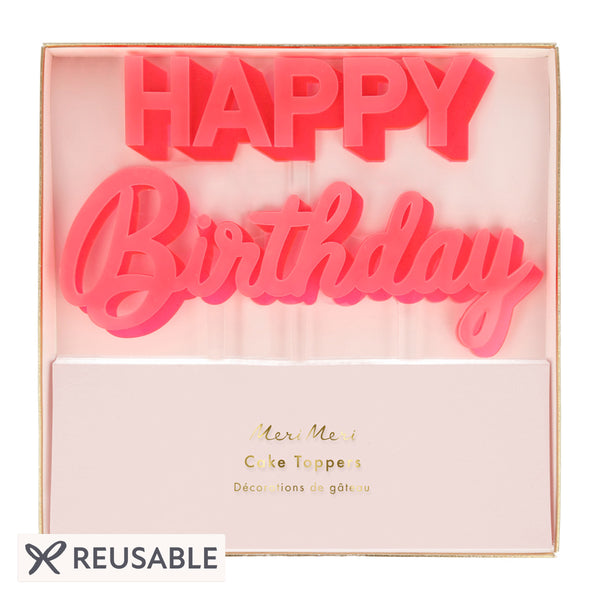 Happy Birthday Pink Acrylic Toppers Image1