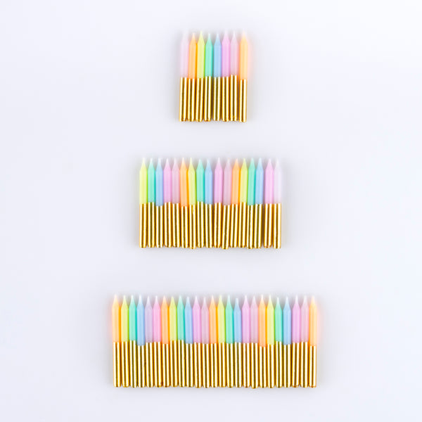 Our pastel mini candles are ideal to use as birthday cake decorations, six colours give a wonderful effect, with 50 in each pack. Image2