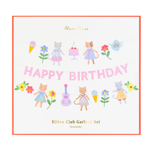 Our birthday garlands set contains 3 colourful garlands, two with cute kittens with embellishments, and one with a Happy Birthday message. Image4