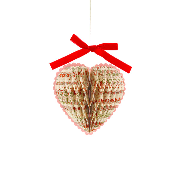 Our honeycomb hearts make wonderful Valentine's decorations. They're made with Liberty floral print designs and elegant velvet bows. Image5