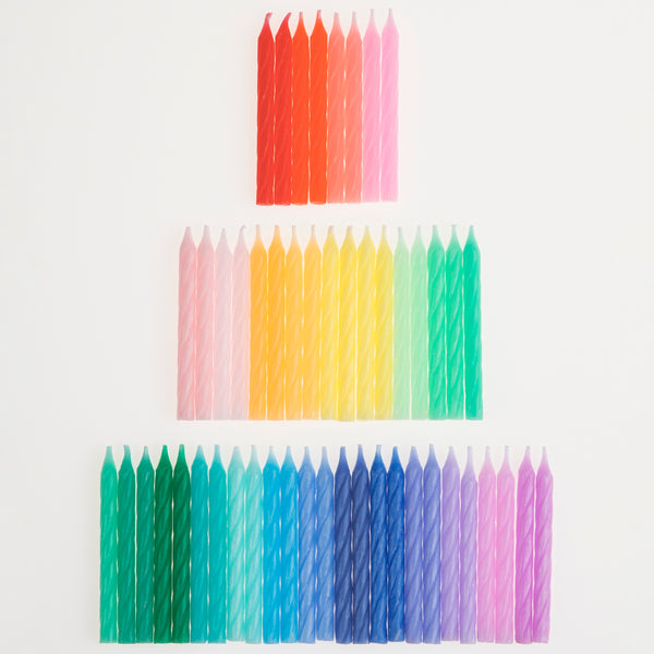 Add a rainbow of colour to your birthday party supplies with a colourful felt garland, paper tablecloth and bright birthday cake candles.  Image8