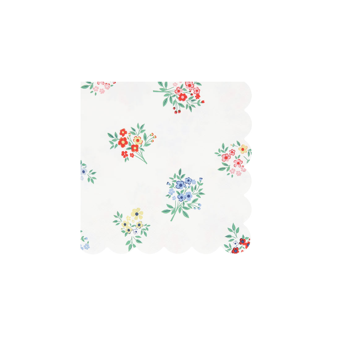 Our small paper napkins feature two classic floral designs and scalloped edges, perfect as baby shower napkins, or for bridal showers.