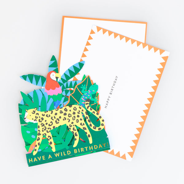 Send wild birthday greetings with this concertina birthday card featuring jungle animals, a vibrant way to wish them a happy day. Image4