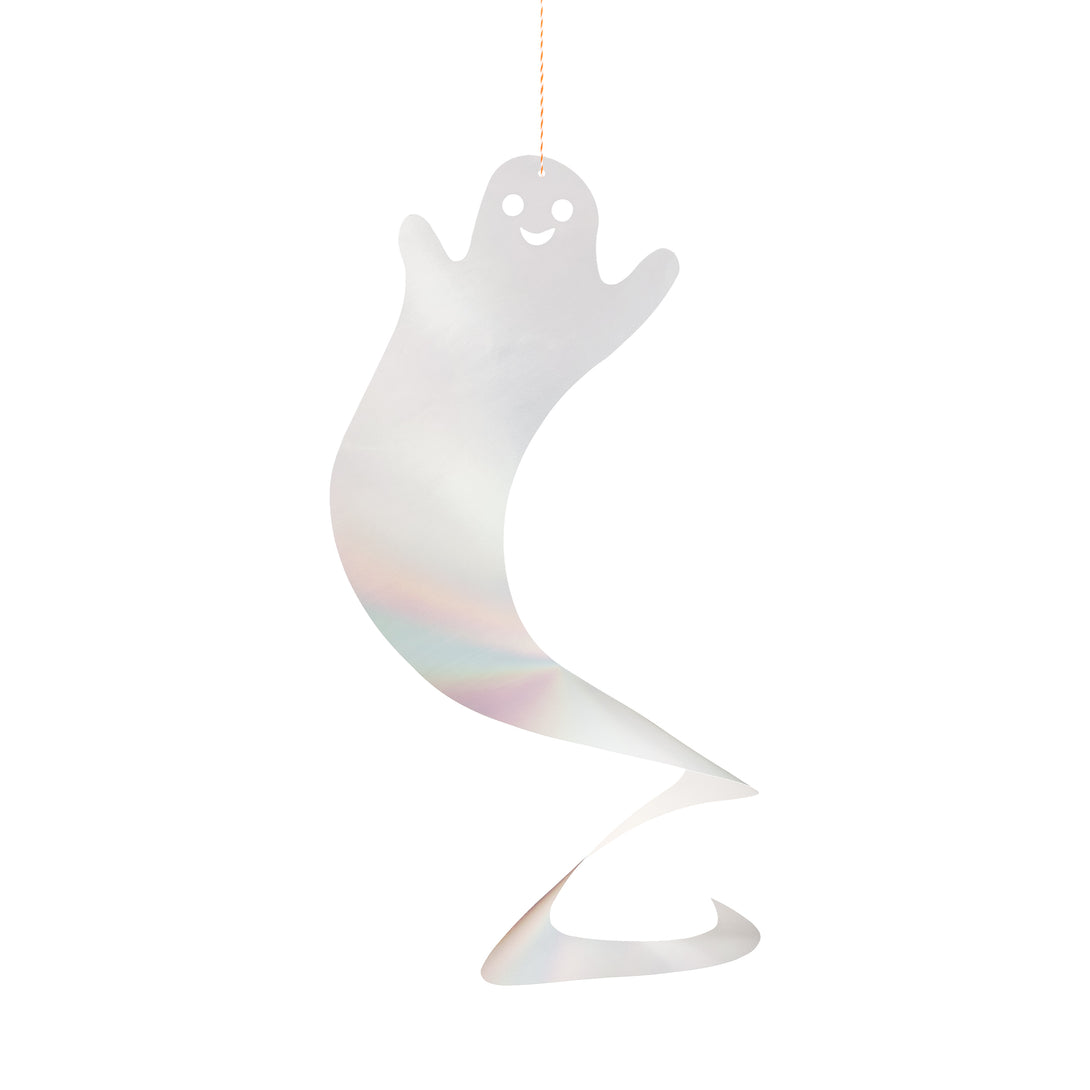 Our ghost decorations, with silver holographic foil, are perfect to add to your Halloween hanging decorations, designed to spin for great effect. Image3