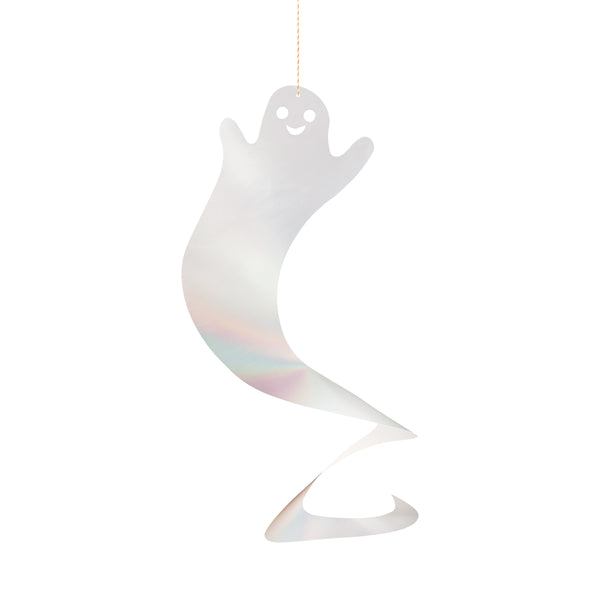 Our ghost decorations, with silver holographic foil, are perfect to add to your Halloween hanging decorations, designed to spin for great effect. Image3