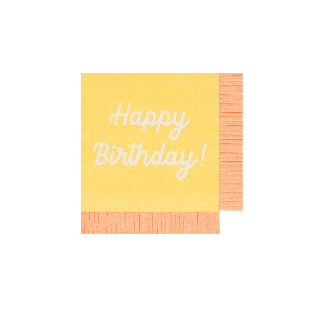 Our small paper napkins have the words Happy Birthday on them and lots of bright co-ordinating colours to look amazing on your party table.