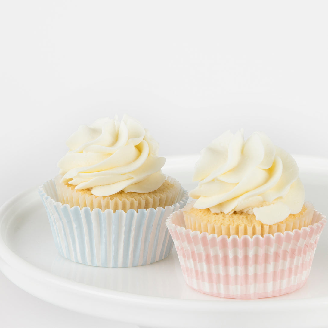 Our Easter cupcake kit is a fabulous Easter gift and includes Easter icon toppers and pink and blue gingham cupcake cases.