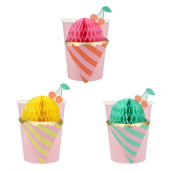 Our paper cups feature fun honeycomb ice cream designs, and are suitable for hot or cold drinks. Image4