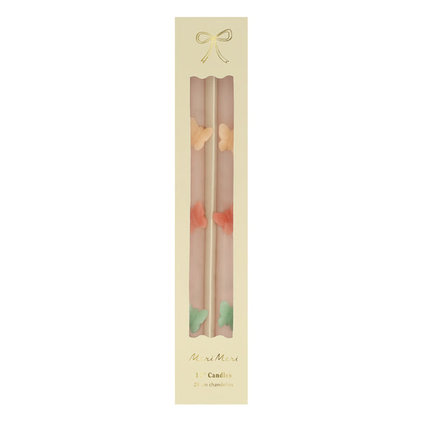 Our tall candles, in pink with coloured wax butterflies, are perfect as princess party candles or fairy party candles. Image5