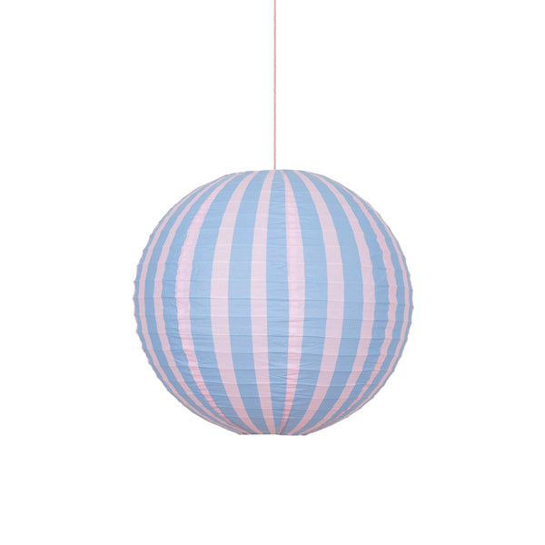 Decorate a room with our striped lanterns, crafted from paper with a pink cord for hanging. Image4