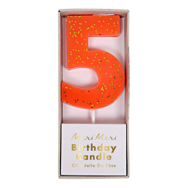 Coral Number 5 Candle Image2