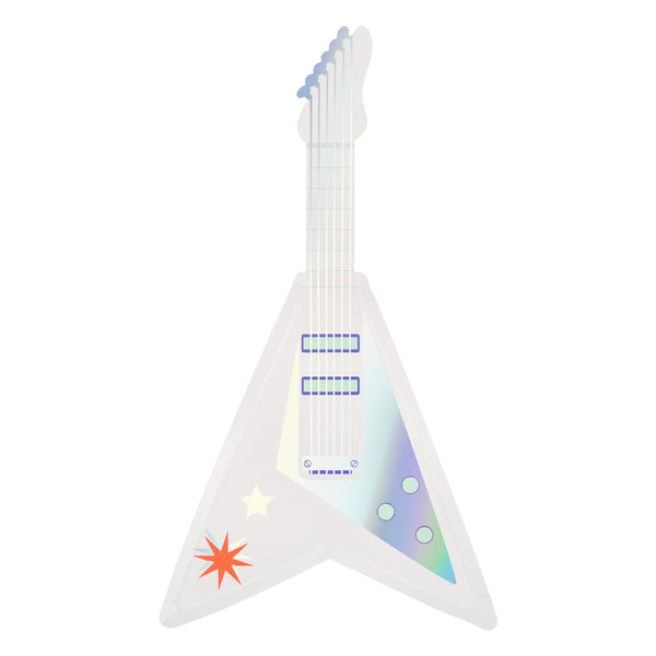 Make your rock party look amazing with our paper electric guitar shaped plates, holographic foil and neon pops of colour add style and shimmer. Image4