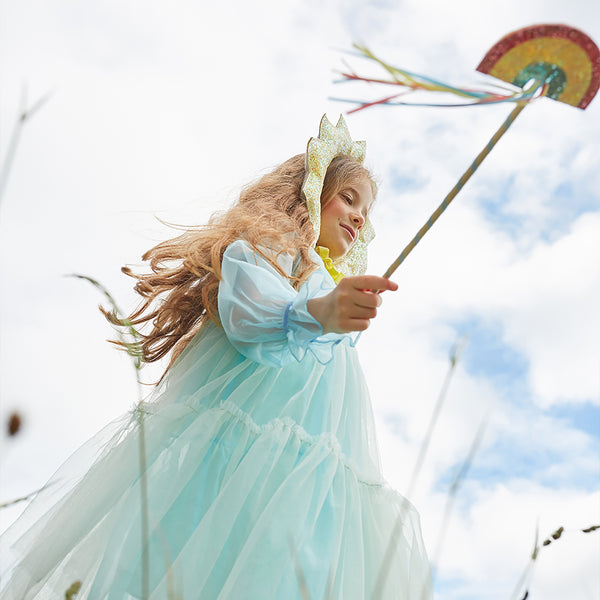 Kids will love our cloud costume, a fabulous girls costume with a blue organza dress with a green tulle layered skirt.,Kids will love our cloud costume, a fabulous girls costume with a blue organza dress with a green tulle layered skirt. Image1