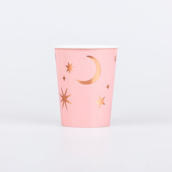 Our Halloween cups are perfect for adding a soft, stylish look to your party as they are made with pink paper with shiny rose gold foi. Image1