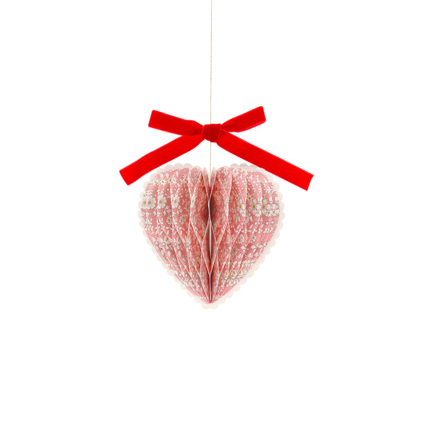 Our honeycomb hearts make wonderful Valentine's decorations. They're made with Liberty floral print designs and elegant velvet bows. Image6