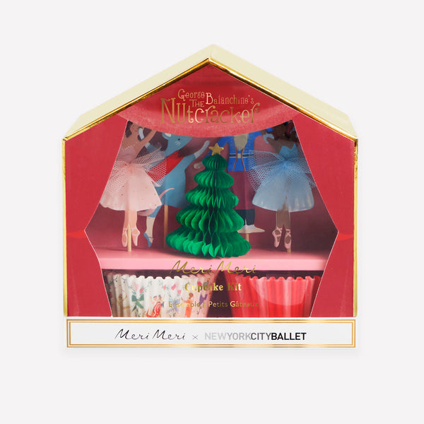 Our cupcake kit, with a Nutcracker Christmas theme inspired by New York City Ballet, has embellished cake toppers and pretty cases. Image1