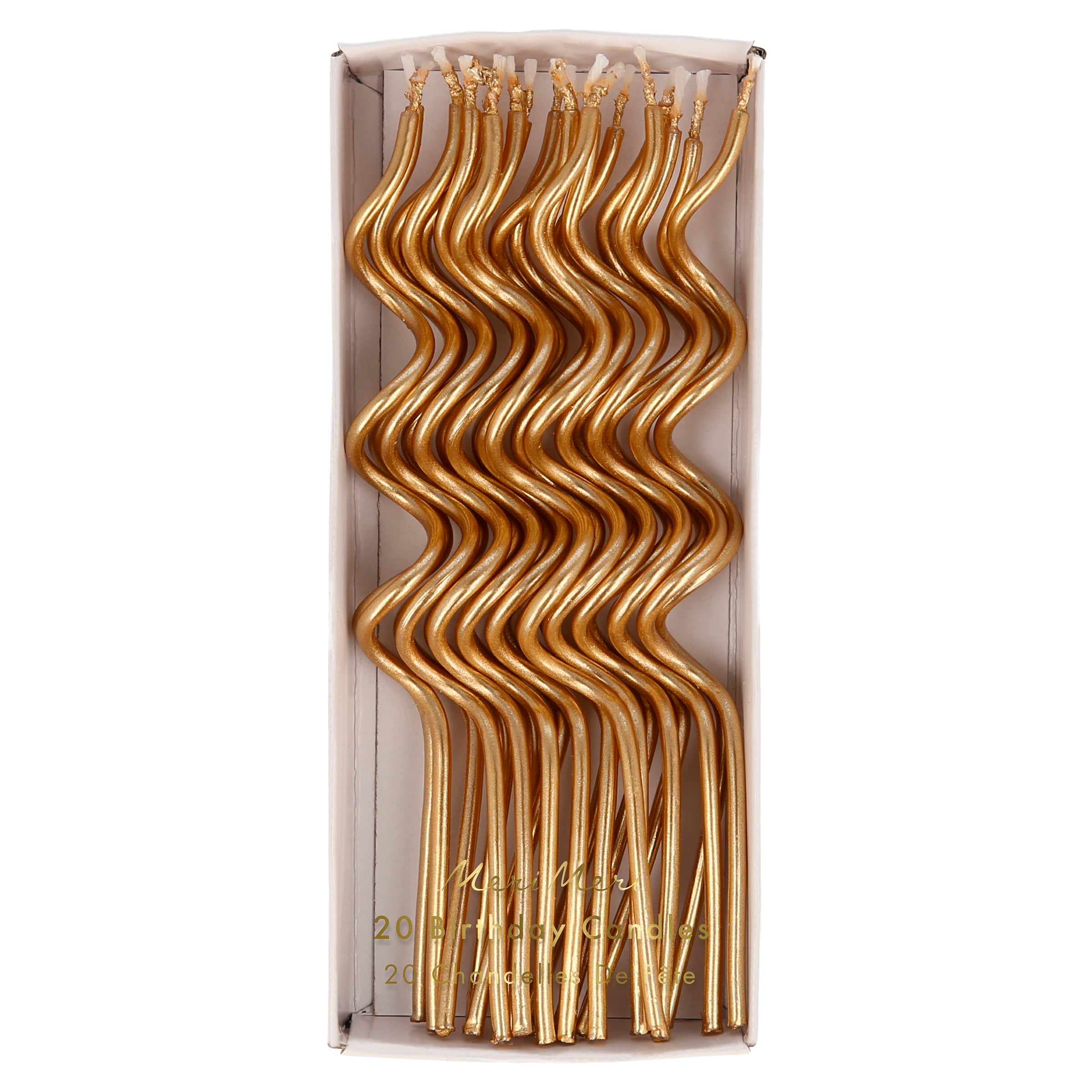 Our gold candles, with a wavy design, make great birthday cake decorations and are perfect for weddings or engagements.