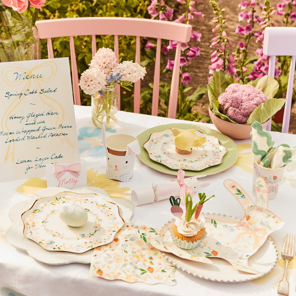 Our party napkins, with flowers and strawberries, and wavy borders look great for garden parties or picnics. Image2