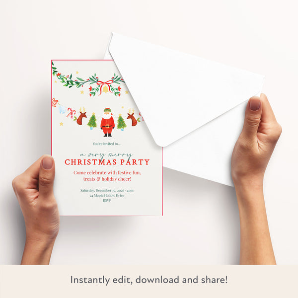 Christmas Painterly Download & Print Invitation Image3