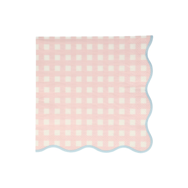 Our disposable napkins with a gingham print and scalloped edge will look amazing on your party table. Image3