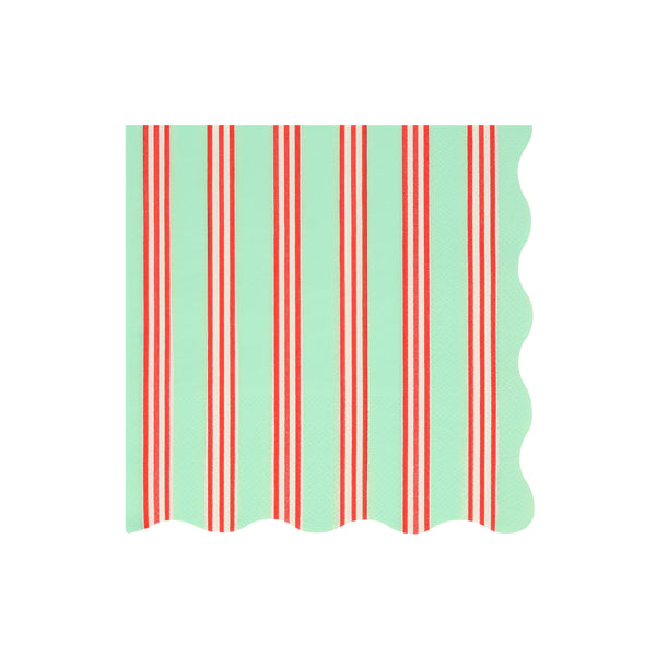 Our large striped napkins, in festive colours with scalloped edges, are perfect for all your Christmas meals. Image5