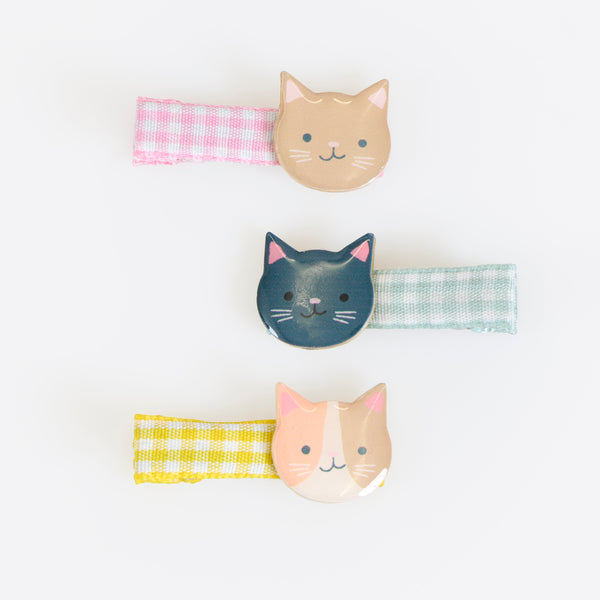 Our cute hair clips feature kittens and gingham ribbons, the perfect hair accessories for everyday style or for party hairstyles. For ages 8+. Image3