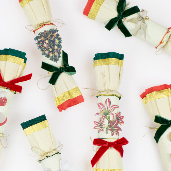 Our no snap Christmas crackers feature festive colours, keyring gifts and chic John Derian inspired embellishments for a fairytale feel. Image4