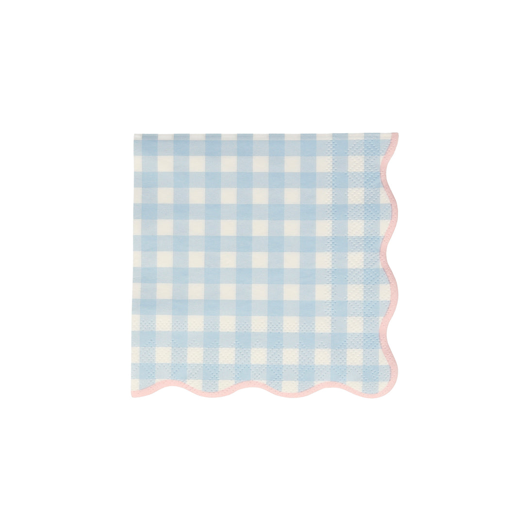 Our paper napkins with a gingham print and scalloped edge will look amazing on your party table.