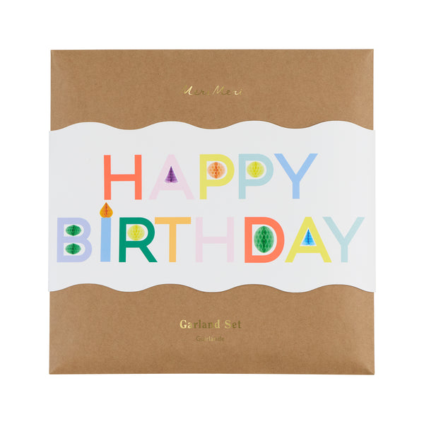 Our Happy Birthday garland set are the perfect birthday decorations, with bright colours and honeycomb details. Image3