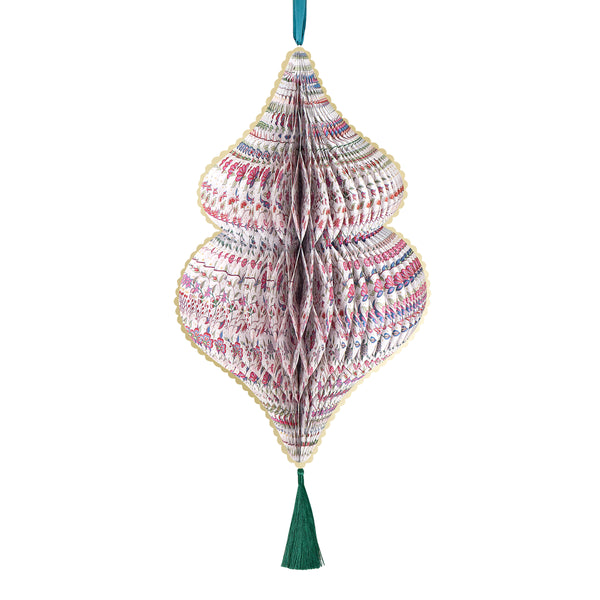 Our large Christmas decorations feature 3D honeycomb details, Liberty print designs in rich seasonal colours, tassels and satin ribbons. Image4