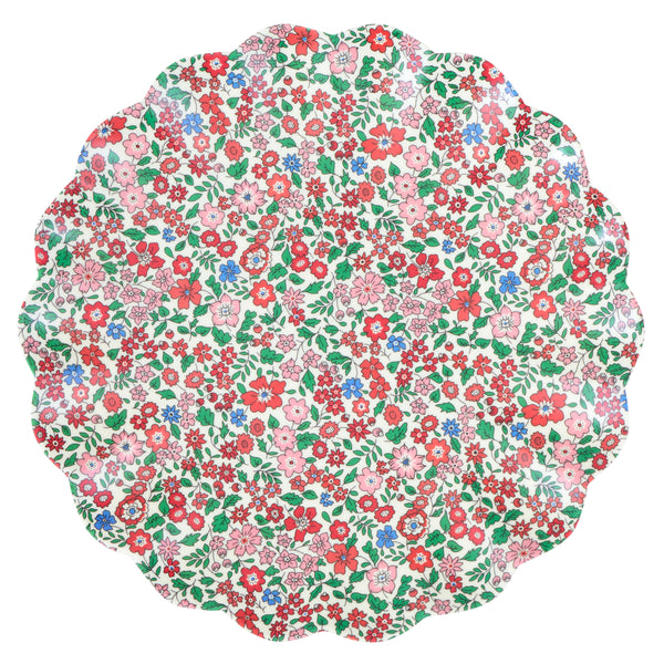 Our Christmas melamine plates feature 8 Liberty floral print designs in seasonal red and green tones for a stylish look, year after year. Image8