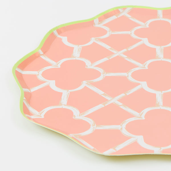 Our party plates, in four summery colours with a charming bamboo design,  are the perfect dinner plates for birthdays and celebrations. Image2