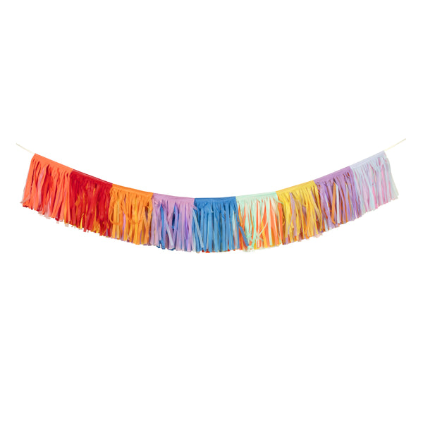 Our colourful garland, create with tissue paper fringes, adds brightness and texture to party walls and tables. Image3