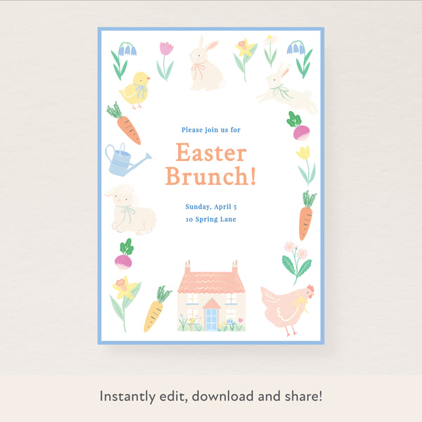 Easter Vegetable Garden Download & Print Invitation Image1