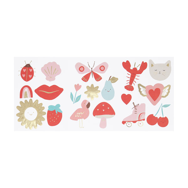 Our Valentines cards for kids include fun stickers and envelopes with puns and greetings, lots of pink and red and shiny gold foil look great. Image5