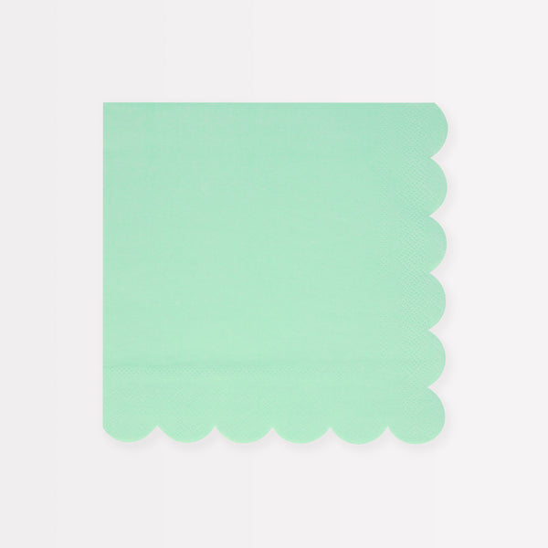 Our paper napkins are large, soft green and have a scalloped edge, making them ideal for an under the sea party.