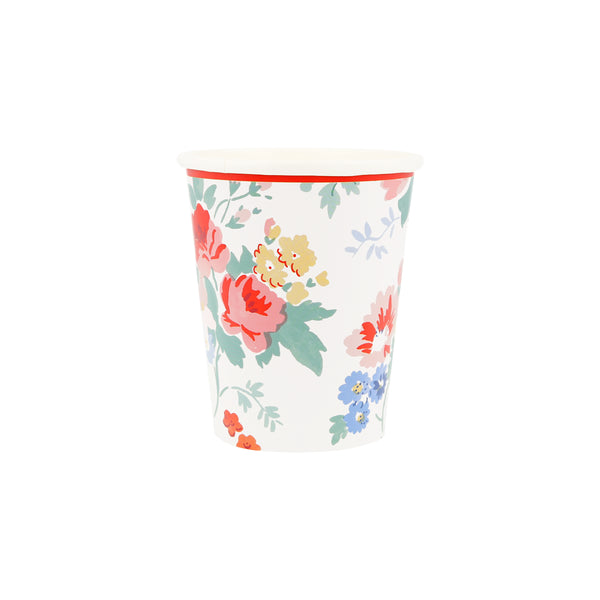 Our paper cups, with a vintage floral design, are great for hot or cold drinks at any special celebration.