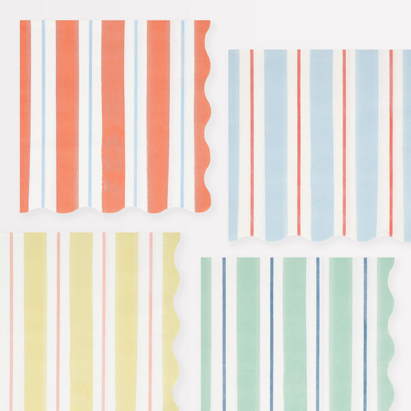 Our large paper napkins, with summery stripes, are ideal for picnics, beach parties and garden parties.