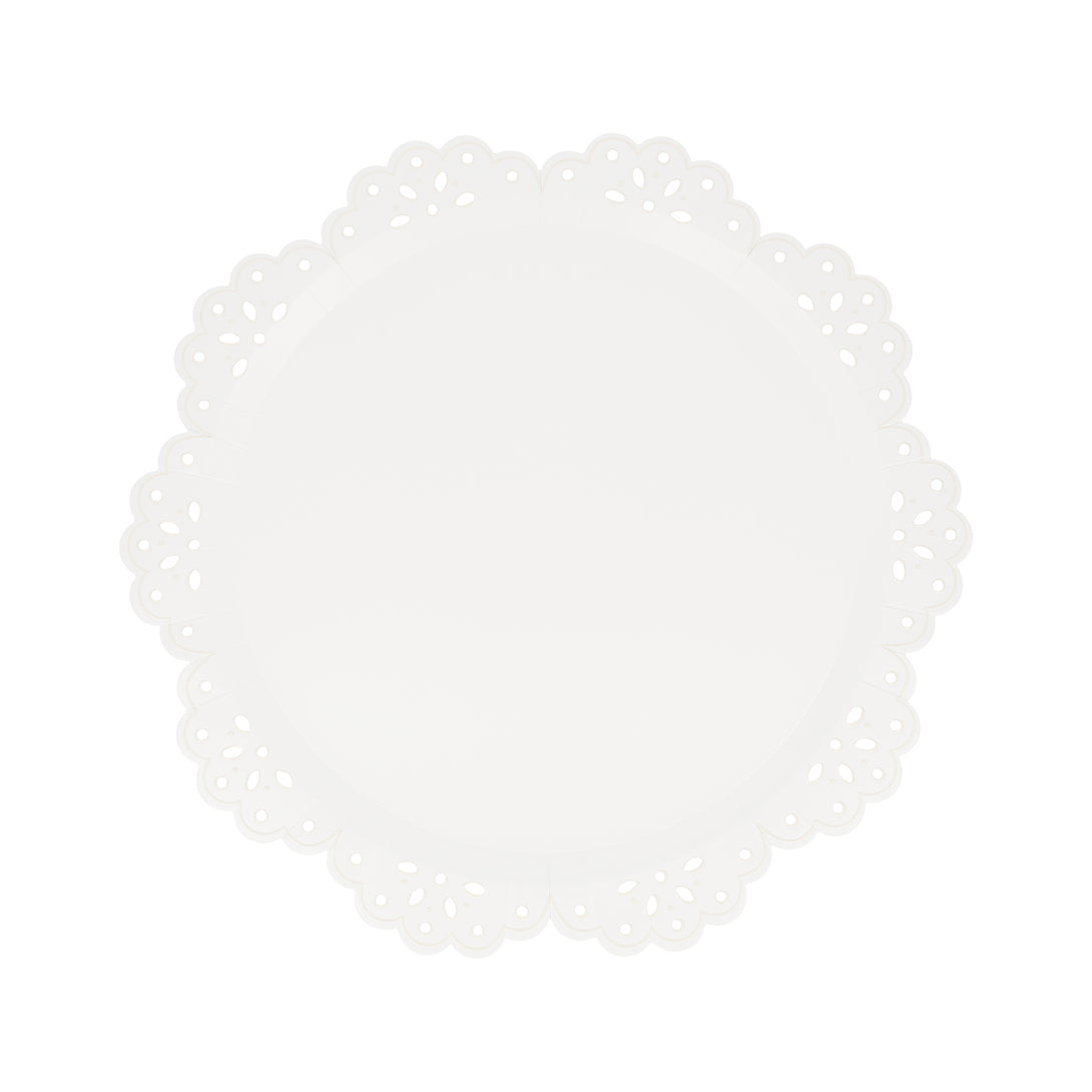 Our paper side plates have a pretty lace design, with embossed details, ideal as baby shower plates.