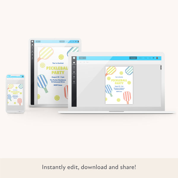 Pickleball Download & Print Invitation Image2