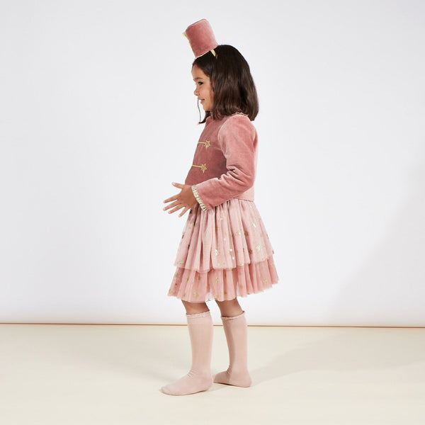 This girls' Christmas costume is made from velvet, tulle and gold lamé. Image2